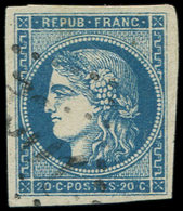 EMISSION DE BORDEAUX - 45A  20c. Bleu, T II, R I, Obl. GC Léger, TB/TTB - 1870 Emissione Di Bordeaux