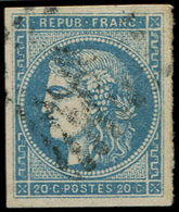 EMISSION DE BORDEAUX - 45B  20c. Bleu, T II, R II, Obl. GC, TB - 1870 Ausgabe Bordeaux