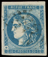 EMISSION DE BORDEAUX - 45C  20c. Bleu, T II, R III, Variété ANNEAU LUNE, Obl. GC, TB. J - 1870 Emissione Di Bordeaux