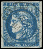 EMISSION DE BORDEAUX - 46B  20c. Bleu, T III, R II, Obl. Càd GARE De VIERZON, TB - 1870 Emissione Di Bordeaux