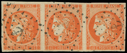 EMISSION DE BORDEAUX - 48   40c. Orange, BANDE De 3 Obl. ANCRE, TTB - 1870 Emissione Di Bordeaux