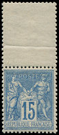 ** TYPE SAGE - 90   15c. Bleu, Bdf, Très Bien Centré, TB - 1876-1878 Sage (Typ I)