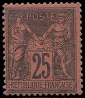 * TYPE SAGE - 91   25c. Noir Sur Rouge, Gomme Lég. Coulée Mais Très Frais Et Petite Ch., TB. C - 1876-1878 Sage (Tipo I)