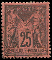 TYPE SAGE - 91   25c. Noir Sur Rouge, Obl. Càd, Frappe Légère, Centrage Parfait, Superbe - 1876-1878 Sage (Typ I)