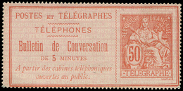 (*) TELEPHONE - Téléphone 9 : 50c. Rouge Sur Rose, TB - Telegraph And Telephone