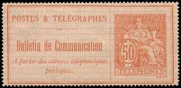 (*) TELEPHONE - Téléphone 18 : 50c. Rouge Sur Rose, Petit Pli D'angle, Sinon TB - Telegraph And Telephone