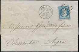 Let LETTRES DE PARIS - N°22 Obl. Los. Romain DS2 S. LAC, Càd T1529 D2 PARIS D2 10/3/63, Indice 17, TB - 1849-1876: Classic Period