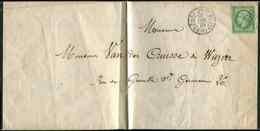 Let LETTRES DE PARIS - N°12 Obl. Los. J Bâton S. Faire-part, Càd T1520 22/12/56, TB - 1849-1876: Periodo Clásico