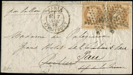 Let BALLONS MONTES - N°28B PAIRE Obl. Etoile S. LAC, Càd R. Taitbout 7/11/70, Arr. POITIERS Le 10/11 Et Réexp. à Pau, TB - Guerra Del 1870
