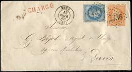 Let AFFRANCHISSEMENTS ET COMBINAISONS - N°23 Et 29B Obl. GC 2336 S. Env. CHARGE, Càd T15 METZ 12/2/68, TTB - 1849-1876: Classic Period