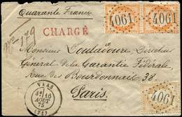 Let AFFRANCHISSEMENTS ET COMBINAISONS - N°38 PAIRE Et 55 Obl. GC 4061 S. Env. CHARGE, Càd T17 VAAS 16/8/75, Superbe - 1849-1876: Periodo Classico