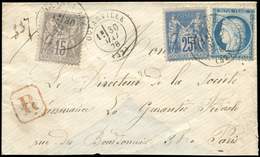 Let AFFRANCHISSEMENTS ET COMBINAISONS - N°60C, 77 Et 79 Obl. Càd T17 OUTARVILLE 30/5/78 S. Env. Rec., TB - 1849-1876: Classic Period