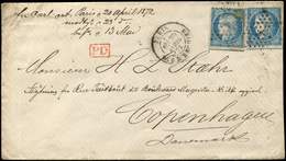 Let DESTINATIONS - N°60A 25c. Bleu T I (2), Obl. Etoile 4 S. Env., Càd Rue D'Enghien 20/4/72, Arr. COPENHAGUE 23/4, TB - 1849-1876: Periodo Classico