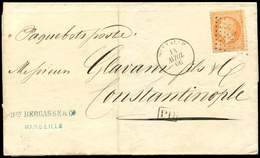 Let POSTE MARITIME - N°23 Pli D'archive, Obl. ANCRE S. LSC, Càd MENZALEH 14/4/64, Arr. CONSTANTINOPLE, TB - Posta Marittima