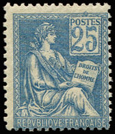 ** EMISSIONS DU XXème SIECLE - 114   Mouchon, 25c. Bleu, Décentré, TB - Unused Stamps