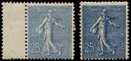 * EMISSIONS DU XXème SIECLE - 132   Semeuse Lignée, 25c. Bleu Et Bleu Foncé, 2 Ex., TB - Unused Stamps