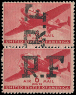 ** POSTE NAVALE MILITAIRE - Poste Navale 1 : 6c. Rouge, Surch. ALGER T I, PAIRE Verticale, Un Ex. Surcharge Verticale, T - Military Airmail