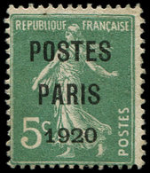 (*) PREOBLITERES - 24   5c. Vert, POSTES PARIS 1920, TB. C - 1893-1947