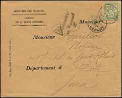 Let TAXE - 30  15c. Vert-jaune, Obl. Càd PARIS DEPART 28/1/04 Sur Env. à Entête "Ministère Des Finances" Avec Cachet  Tr - 1859-1959 Covers & Documents
