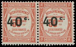 * TAXE - 50b  Recouvrements, 40c. Sur 50c. Rouge, 4 éloigné De 0 Tenant à Normal, TB - 1859-1959 Covers & Documents