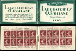 CARNETS (N°Cérès Jusqu'en1964) - 28   Semeuse Camée, 15c. Brun-lilas, N°189, T I, Laboratoires ROLLAND, Gomme Parfaite, - Altri & Non Classificati