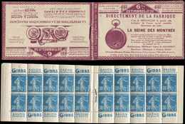 CARNETS (N°Cérès Jusqu'en1964) - 53   Semeuse Camée, 30c. Bleu, N°192A, T IIB, S. 102-O-B, LA REINE DES MONTRES, TB - Altri & Non Classificati