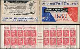 CARNETS (N°Cérès Jusqu'en1964) - 251  Gandon, 15f. Rouge, N°813A, T II, S. 1, LOTERIE NATIONALE, TB - Altri & Non Classificati