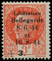 ** TIMBRES DE LIBERATION - BELLEGARDE 4a : +3 Sur 3f. Orange, 3 Rapproché, TB - Liberazione