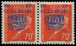 ** TIMBRES DE LIBERATION - DECAZEVILLE 3 : 70c. Orange, PAIRE T I + II, DOUBLE SURCHARGE, TB - Liberazione