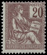 * VARIETES - 113a  Mouchon, 20c. Brun Lilas, CHIFFRES TRES DEPLACES, TB - Unused Stamps