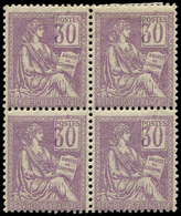 VARIETES - 115   Mouchon, 30c. Violet, CHIFFRES DEPLACES, BLOC De 4 **/*, TB - Nuovi