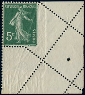 ** VARIETES - 137s  Semeuse Camée,  5c. Vert, PIQUAGE OBLIQUE Par Pliage En Cdf, TB - Unused Stamps