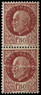 ** VARIETES - 517   Pétain,  1f.50 Brun, PAIRE, IMPRESSION Sur RACCORD, TB - Nuovi