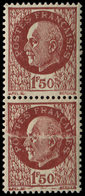 ** VARIETES - 517   Pétain,  1f.50 Brun, PAIRE, IMPRESSION Sur RACCORD, TB - Unused Stamps