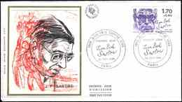 ** VARIETES - 2357   Jean Paul Sartre, Point Sur Le "I" , Tenant à Normal Obl S. FDC, TB - Unused Stamps