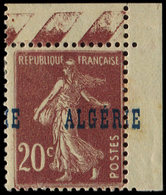 * ALGERIE 13 : 20c. Lilas-brun, Cdf, Surcharge A CHEVAL, TB - Otros & Sin Clasificación