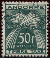 ANDORRE Taxe 40 : 50f. Vert, Obl., TB - Unused Stamps