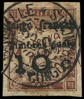 CONGO 11a : 10c. S. 1f. Marron, Surch. HORIZONTALE, Obl. Centrale, Petite Froiss. Sinon TB. C - Other & Unclassified