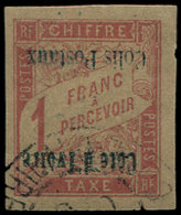 COTE D'IVOIRE Colis Px 4a : 1f. Rose S. Paille, Surcharge RENVERSEE, Obl., TB. C - Autres & Non Classés