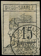 DIEGO SUAREZ 8 : 15c. Gris-noir, Obl., Pelurage, B - Altri & Non Classificati