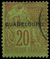 GUADELOUPE 20 : 20c. Brique Sur Vert, Obl., TB - Other & Unclassified