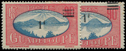 * GUADELOUPE 170 : 1f. Sur 90c. Rouge Et Bleu, 2 Variétés De Surcharge, TB - Other & Unclassified