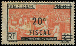 * GUADELOUPE Timbres Fiscaux Postaux 100 : Surch. Fiscale 20c. Sur 2c. Noir Et Vermillon, Rousseurs Habituelles, TB - Autres & Non Classés