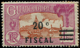 * GUADELOUPE Timbres Fiscaux Postaux 155 : Surcharge Fiscale 20c. Sur 1f60 Lilas-rose Et Brun-jaune, TB - Other & Unclassified