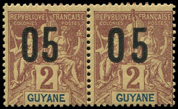 ** GUYANE 66A : 05 Sur 2c., Chiffres ESPACES Tenant à Normal, TB - Other & Unclassified