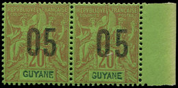 ** GUYANE 68A : 05 Sur 20c. Brique Sur Vert, CHIFFRES ESPACES Tenant à Normal, Bdf, TB - Other & Unclassified