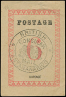 MADAGASCAR Courrier Consulaire Britannique 42 : 6p. Rose-rouge, Cachet Noir, TB, N° Maury - Autres & Non Classés