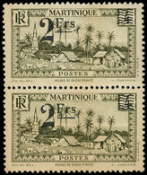 ** MARTINIQUE 221a : 2f. Sur 4c. Gris-olive, Boucle Du 2 Bifide, Tenant à Normal, TB - Altri & Non Classificati