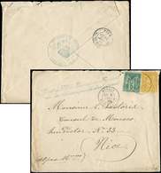 Let MONACO France N°75 Et 92 Obl. Càd T18 MONACO PRINCIPAUTE 9/1/82 Sur Env. Avec Griffe Bleue "Cabinet De S.E Le Gouver - ...-1885 Prephilately