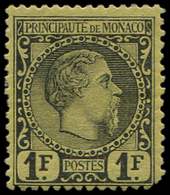 * MONACO 9 : 1f. Noir Sur Jaune, Charles III, Un Angle Arrondi, Sinon TB - ...-1885 Prephilately